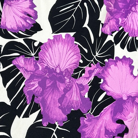 Floral Print Women's Bat Sleeve Elastic Waist Purple and Black Blouse - Picture 3 of 6